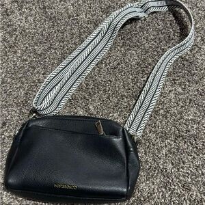 Black Crossbody Bag with Patterned Strap